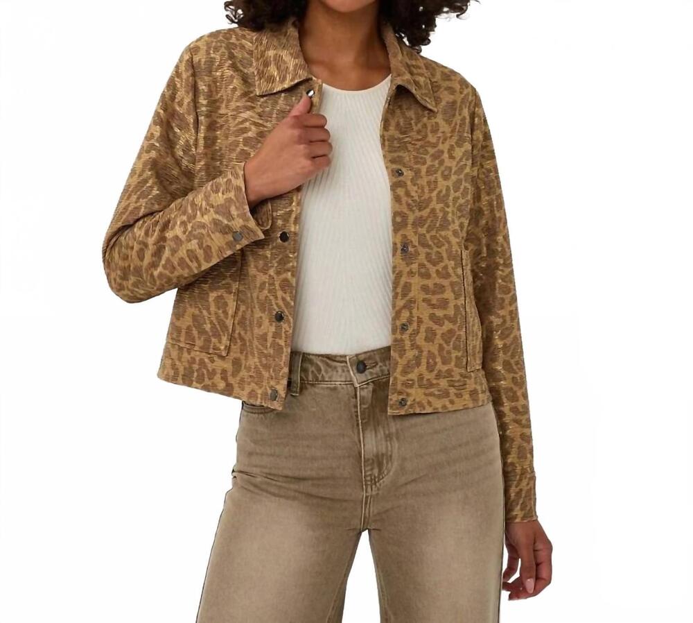 NEW ESQUALO liselotte leopard jacket in golden olive